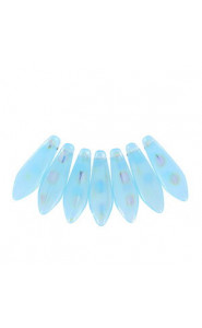 Czech Glass Daggers Perlen 5x16mm Blue ab Dots 61000-2870A